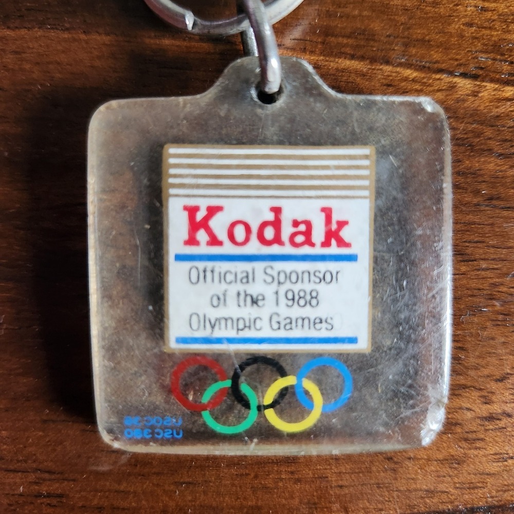 Vintage Kodak 1988 Olympics Keychain Plastic 2 Sided Key rings Official Sponsor
